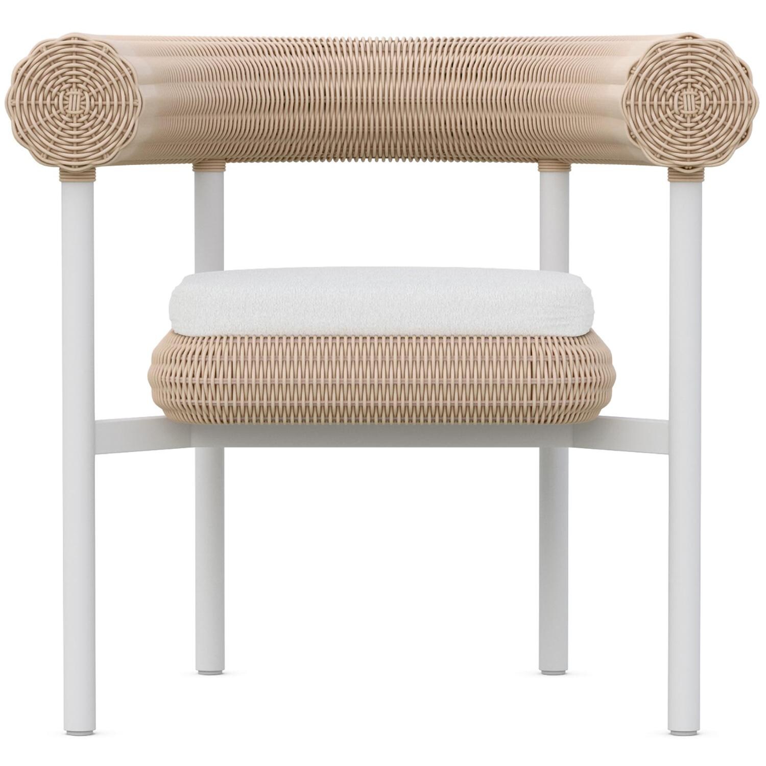 Azzurro Living Texoma Wicker Dining Chair in Almond/Cloud - Front - White Background thumbnail