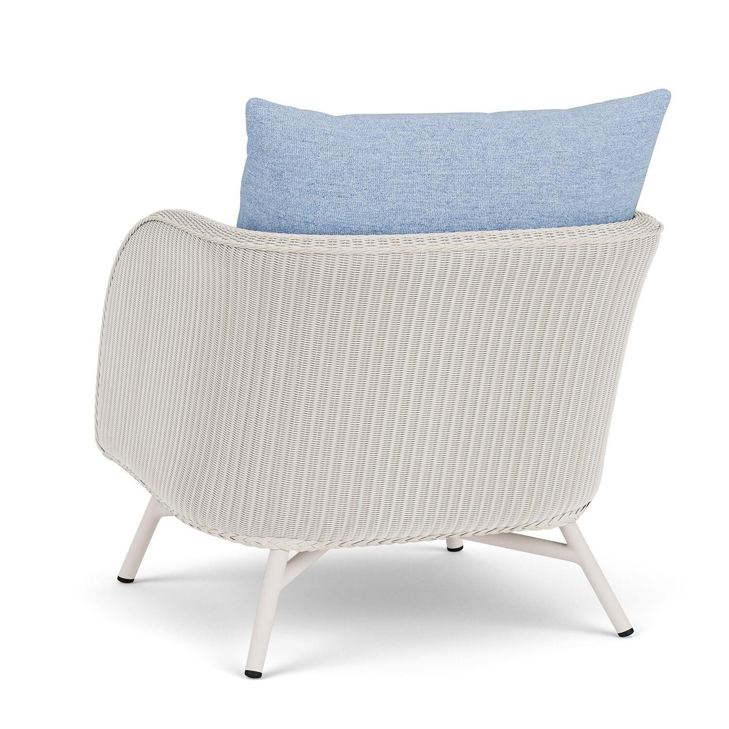 Lloyd Flanders Essence Lounge Chair W/Demo Skyway Fabric - Antique White Finish - Back Left thumbnail