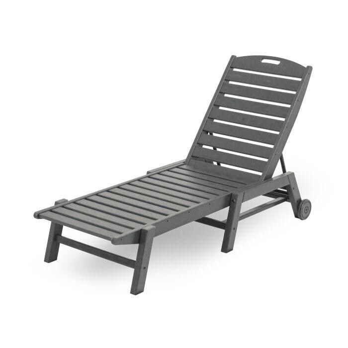 POLYWOOD Nautical Patio Chaise Lounge with Wheels - Slate Gray thumbnail