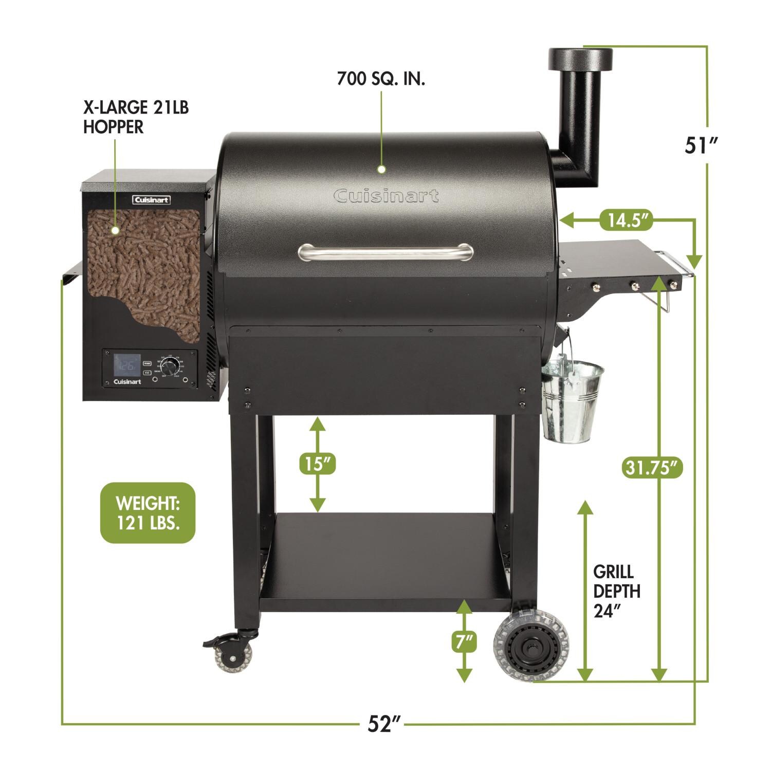 Cuisinart CPG-700 52-Inch Deluxe Wood Pellet Grill & Smoker - Dimensions thumbnail