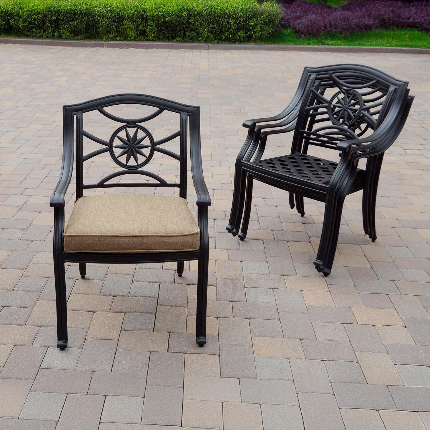 Darlee B/DL503-11PCDR-2350LE Ten Star 11 Pc Cast Aluminum Dining Set w/ Swivel Rocker Chairs in Antique Bronze - Stackable Chairs - Lifestyle thumbnail