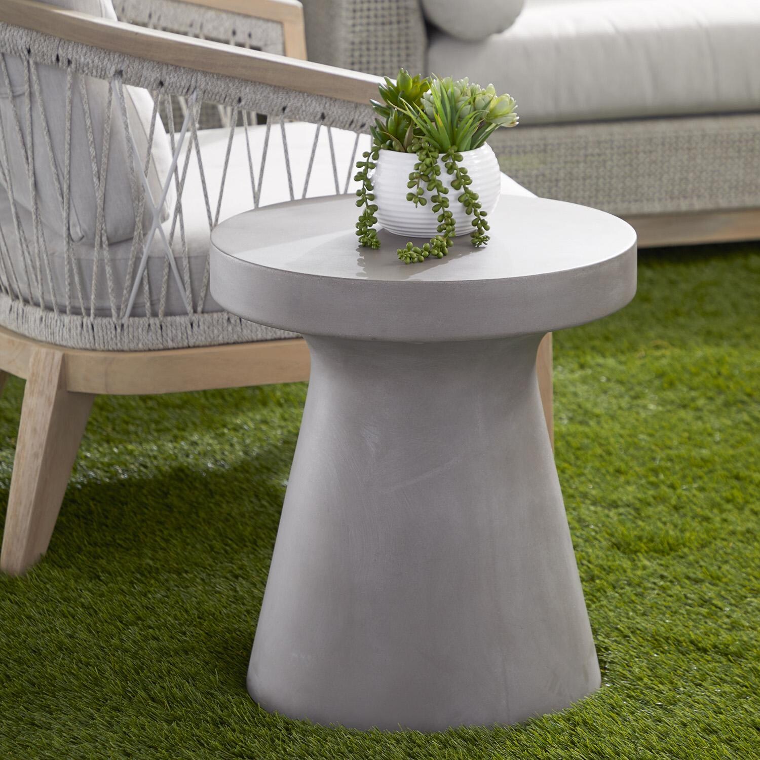 Lakeview Tack Slate Gray Concrete Accent Table - Shown W/ Chair thumbnail