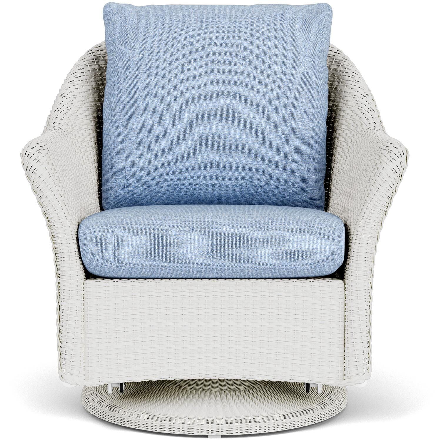 Weekend Retreat Lloyd Loom Swivel Glider Club Chair in Matte White/Demo Skyway by Lloyd Flanders