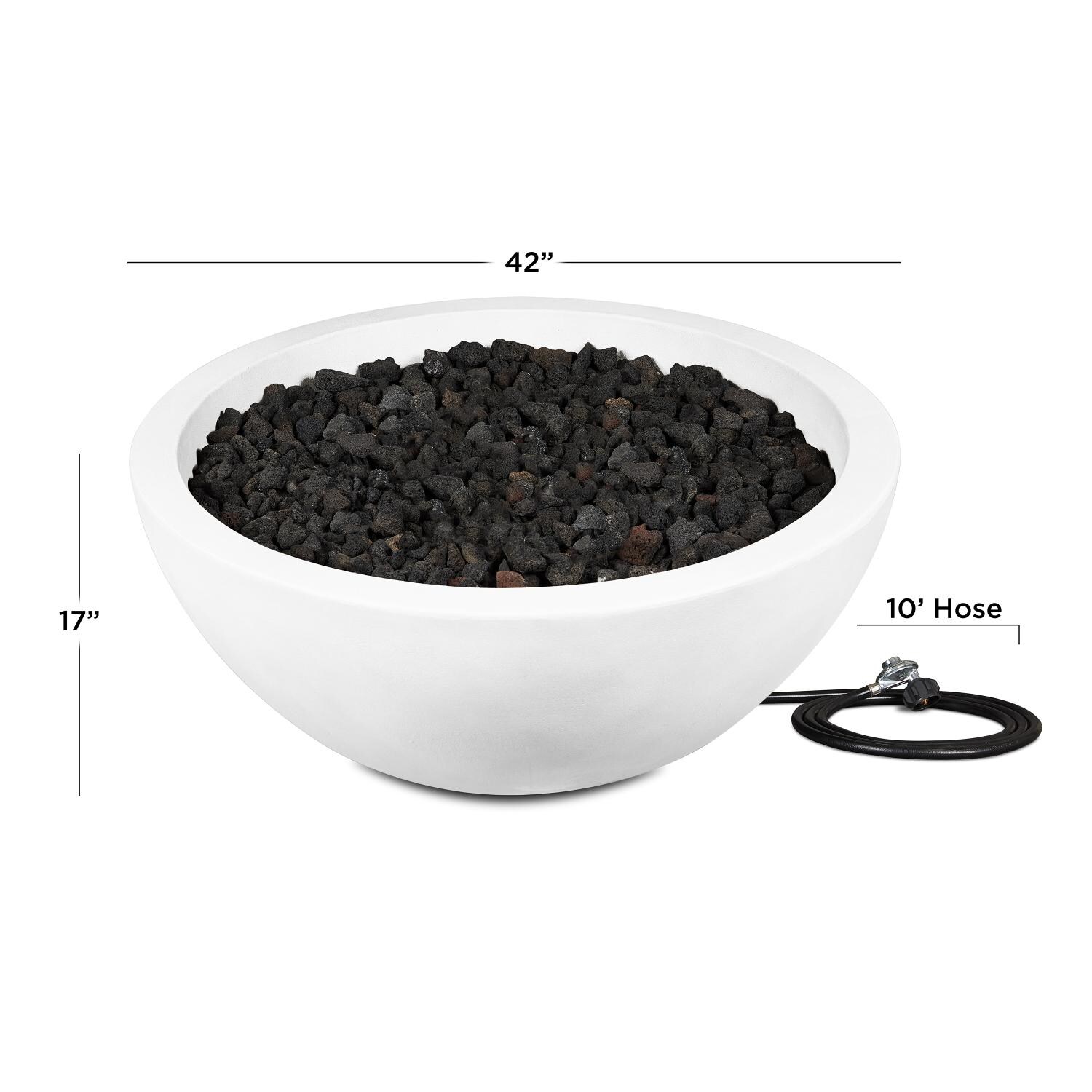Dustyview 42-in Rectangular Concrete Natural Gas Fire Bowl in Chalk by BBQGuys Signature - Dimensional thumbnail
