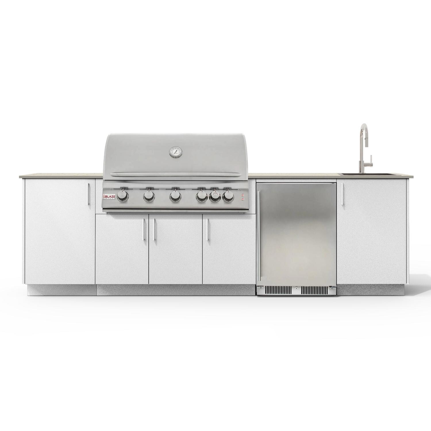 Urban Bonfire Cove 40 Outdoor Kitchen w/ Blaze LTE Natural Gas Grill, Sink, Refrigerator, Danae Dekton Countertop & Chantilly Finish - B-Cove-40-Blaze-Danae-Chantilly