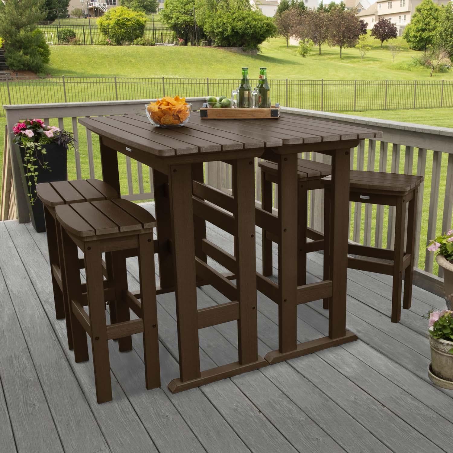 Lakeview Outdoor Designs Hart Lane 6 Pc Recycled Plastic Bar Height Dining Set in Weathered Acorn by - LV-KITBALC201-ACE