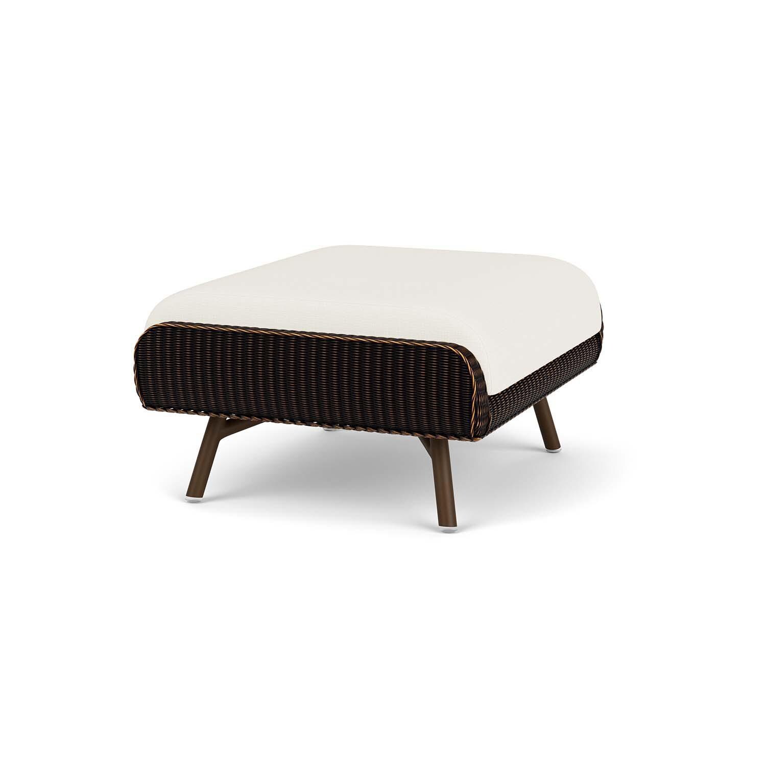 Lloyd Flanders Essence Ottoman W/Sailcloth Salt Fabric - Mink Finish - Angled thumbnail