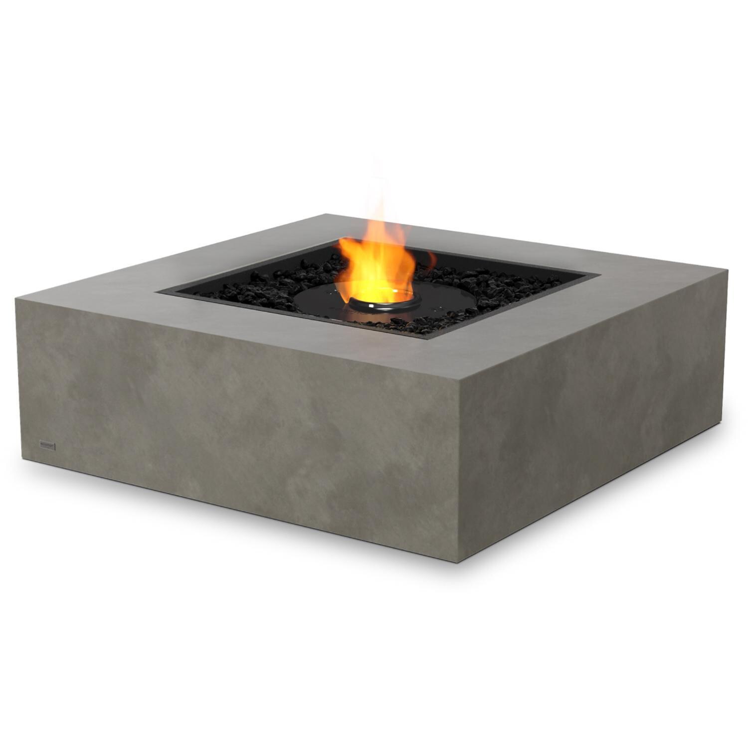 EcoSmart Fire ESF.O.BAS.40.NA.B Base 40 Inch Black Burner Square Concrete Ethanol Fire Pit Table in Natural Concrete - Small Flame - White Background thumbnail
