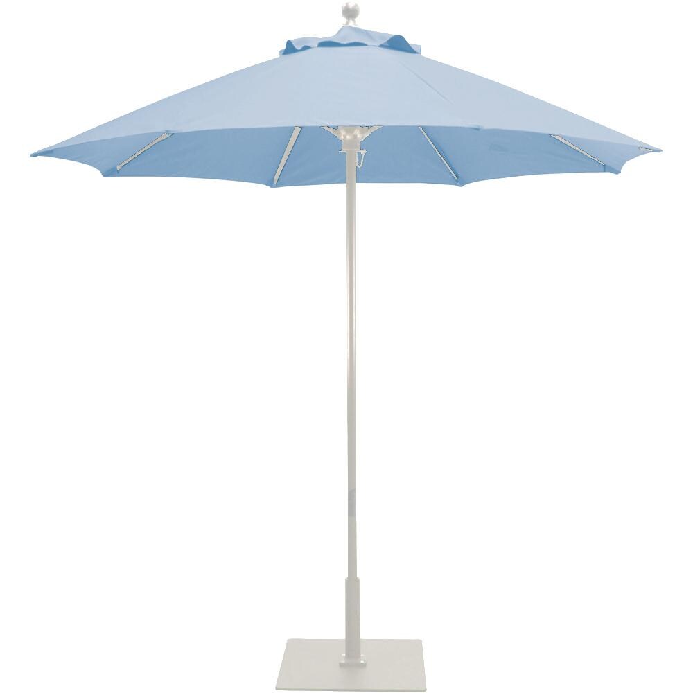 Galtech 7.5 Ft. Octagonal Aluminum Patio Umbrella W/ Manual Lift - White Frame W/ Air Blue Sunbrella Fabric (Umbrella Base Not Included) thumbnail