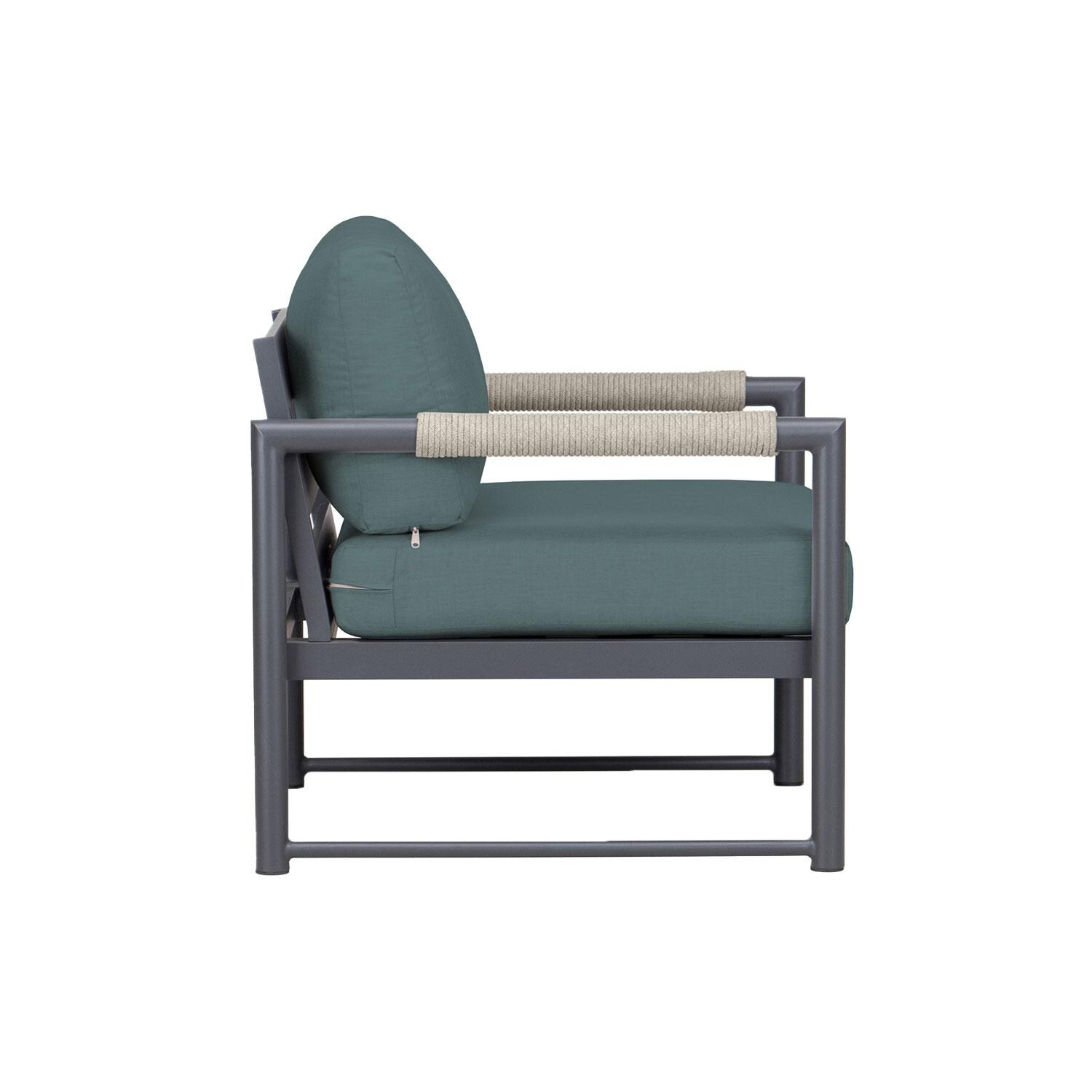 Lakeview AVEBAY-SL-PG-CC-CL Avenue Bay Slate/Pebble Gray Club Chair - Cast Lagoon - Side View - White Background thumbnail