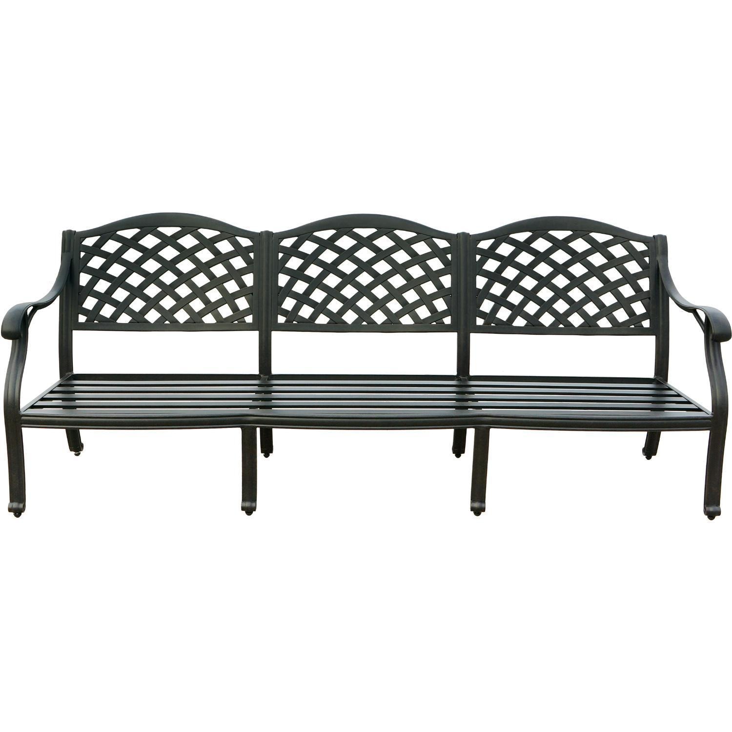 Darlee Nassau 4-Piece Patio Propane Fire Pit Sofa Conversation Set with Cushions and 47 Inch Round Fire Pit Chat Table and Fireglass - Sofa - White Background thumbnail