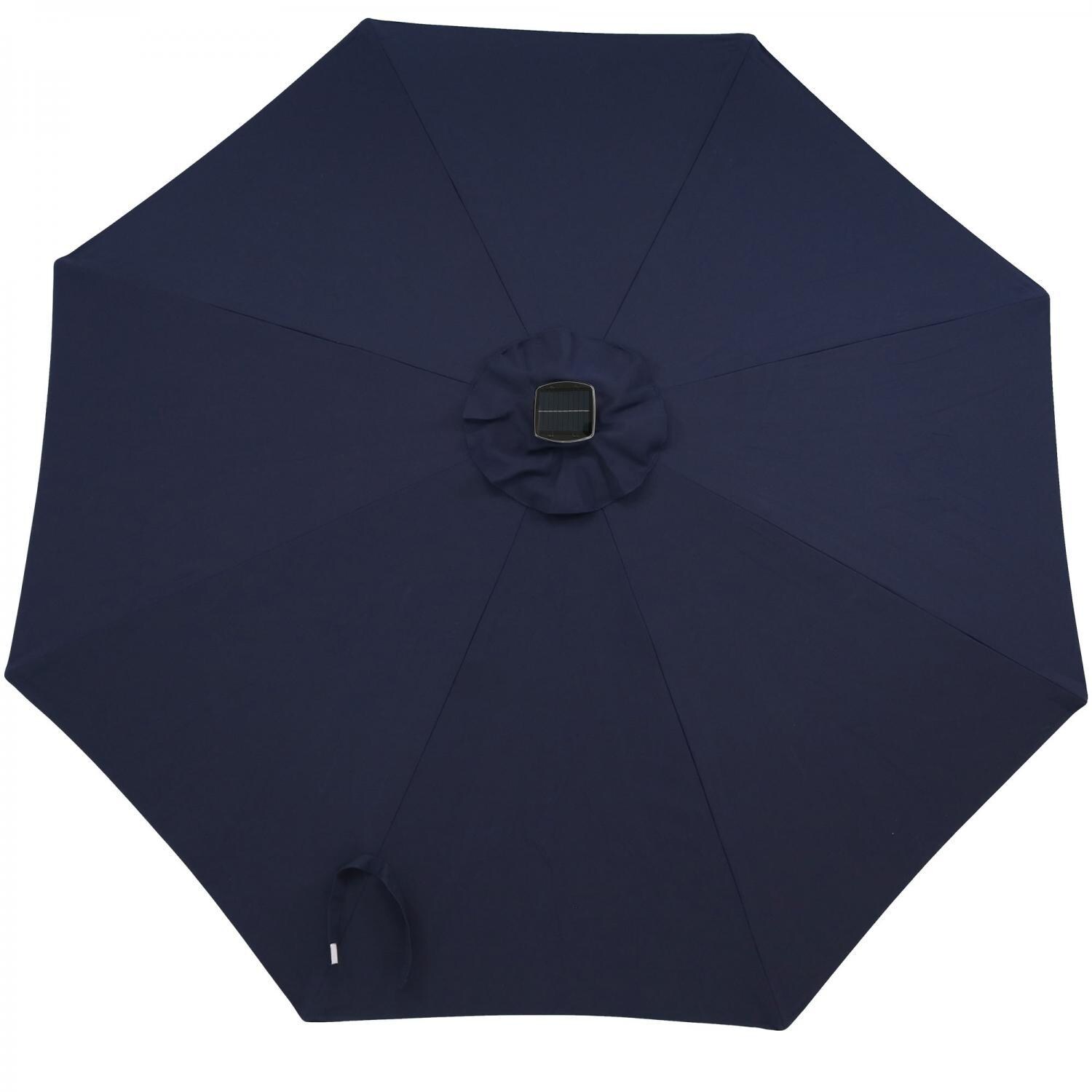 Ultimate Patio 9 Ft. Solar Lighted Patio Umbrella W/ Crank & Tilt - Navy Blue Sunbrella Canopy thumbnail