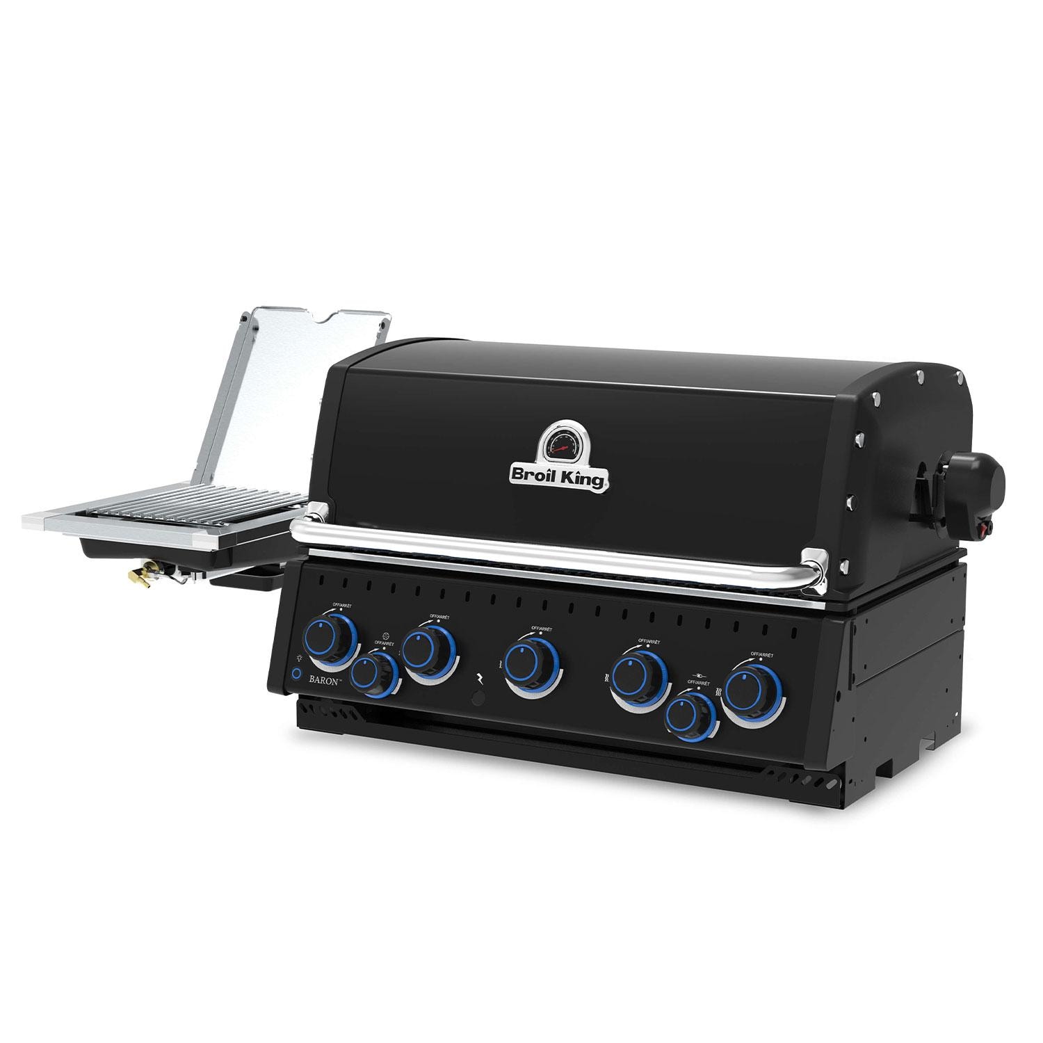 Broil King 876644 Baron 590 IR Shadow 32-in 5 Burner Built-In Propane Grill - Lid Down - Angled Left - White Background thumbnail