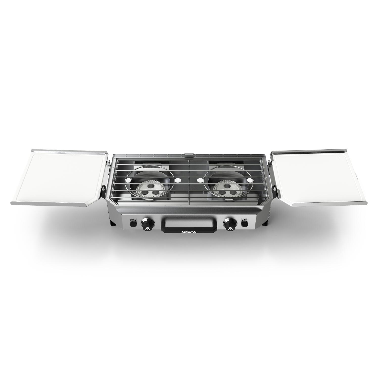 Magma CO10-102 Crossover Double Burner Firebox Outdoor Cooker - Shelves Folded Open thumbnail