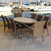 Atlantic Bari 8-Person Resin Wicker Patio Dining Set With Glass Top Table And Stacking Chairs image