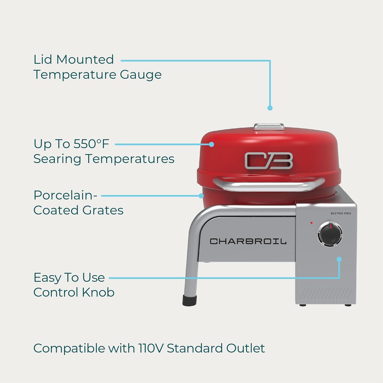 Charbroil 25302150 Bistro Pro 180 Electric Grill - Tabletop Red - Grill Parts - Detail thumbnail