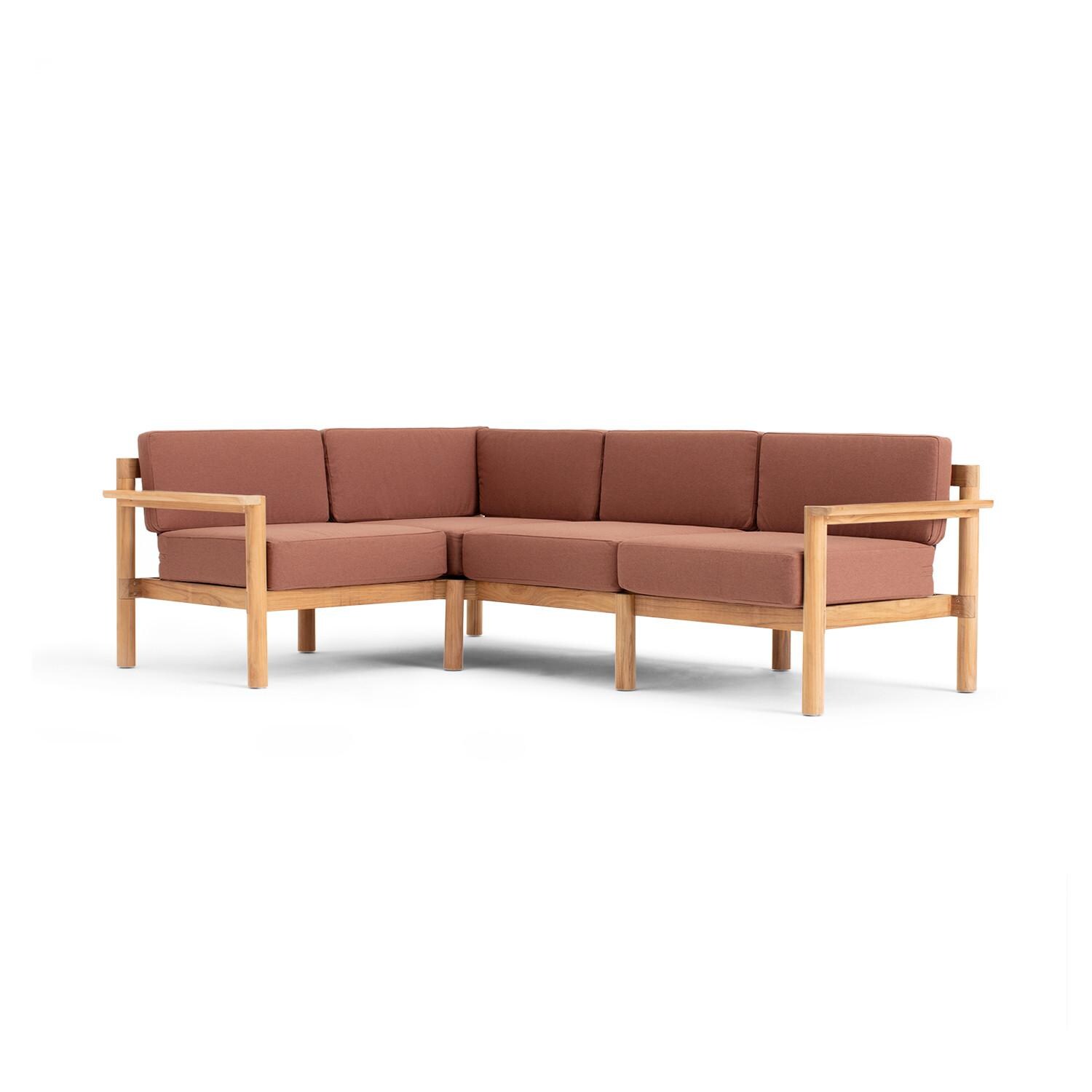 Neighbor 4 Piece Sectional W/ Teak Arms - Sunbrella Rust image