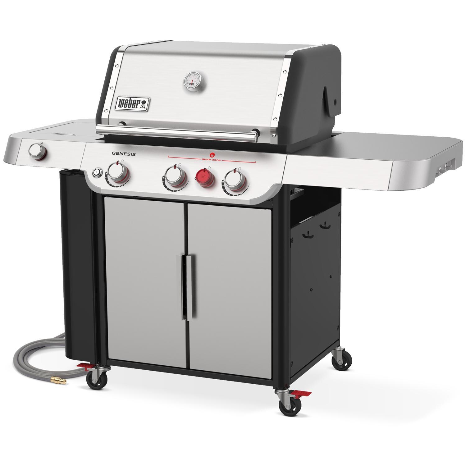 Weber GENESIS 37400001 S-335 Natural Gas Grill with Sear Burner & Side Burner - Stainless Steel - Right-Side Angled View thumbnail