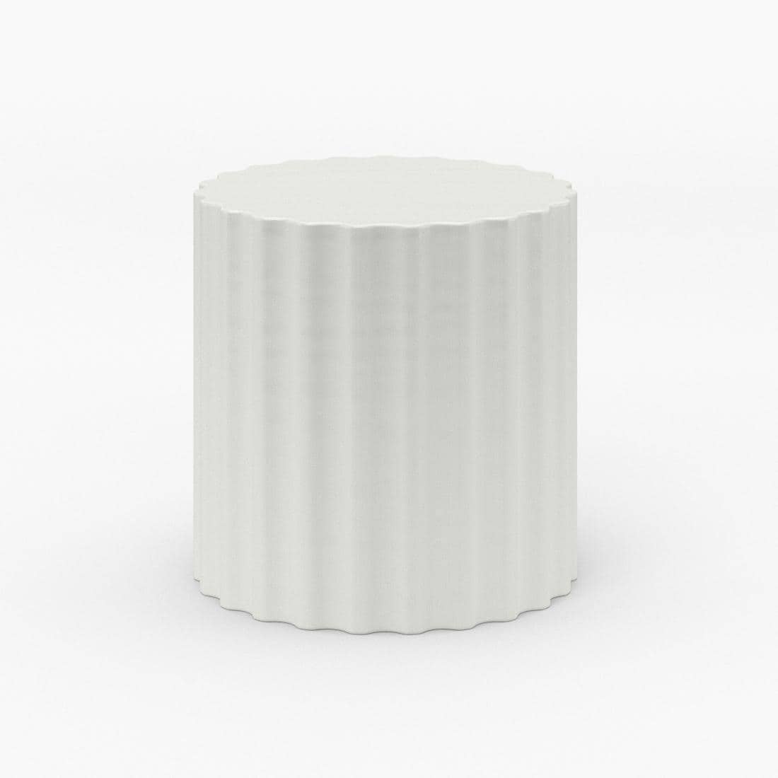 Bazaar 20 Inch Round Fiber Concrete End Table in Bone by Sunset West