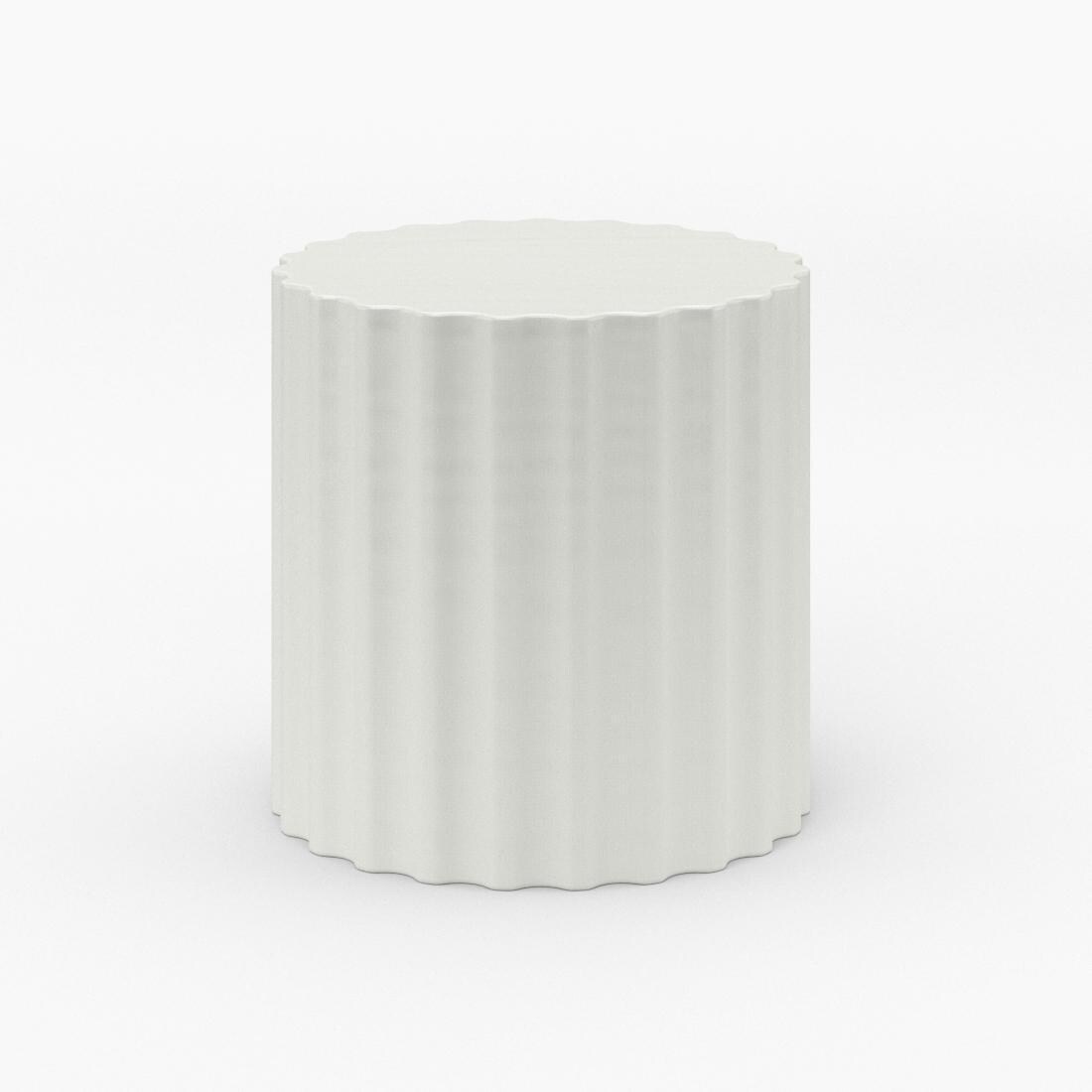 Bazaar 20 Inch Round Fiber Concrete End Table in Bone by Sunset West