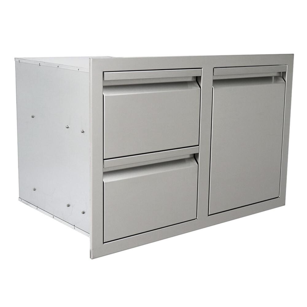 RCS VDCL1 Valiant Series 30-Inch Stainless Steel Enclosed Double Storage Drawer & Propane Drawer Combo - Fully Enclosed Drawers