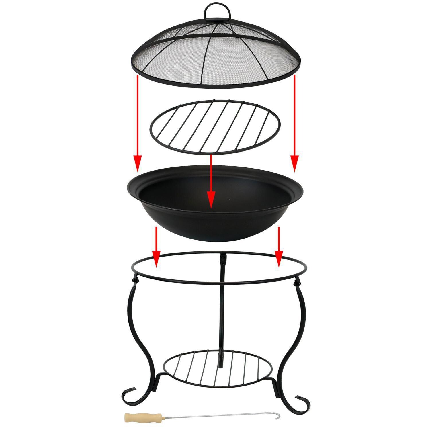 Ultimate Patio 19-Inch Steel Elegant Wood Burning Fire Pit w/ Built-In Log Storage - Installation Diagram thumbnail