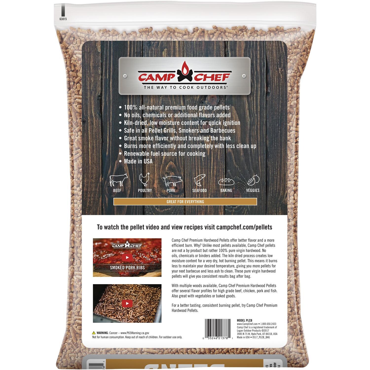 Camp Chef 20 Lb. Premium Hardwood Pellets - Competition Blend - Bag Backside thumbnail