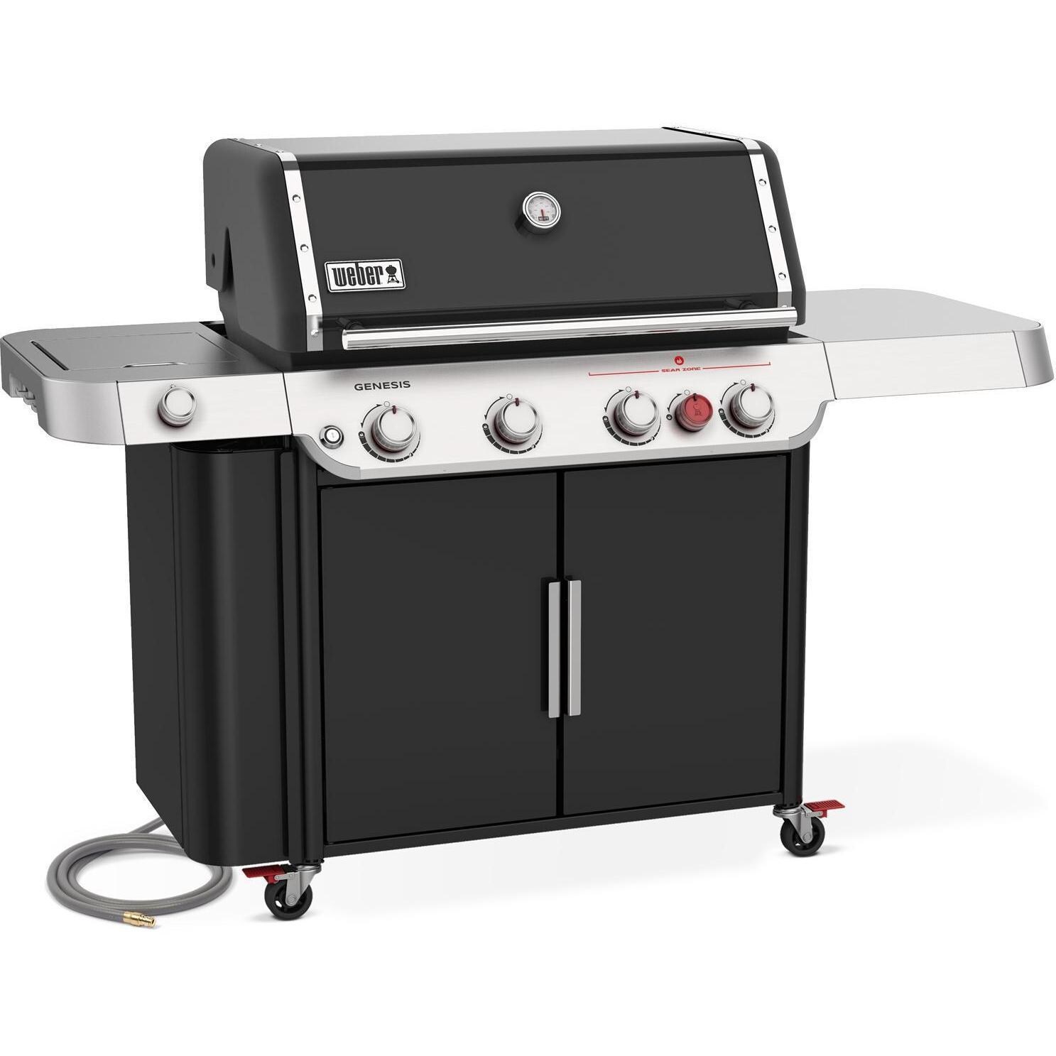 Weber GENESIS 38410001 E-435 Natural Gas Grill with Sear Burner & Side Burner - Black - Left-Side Angled View - White Background thumbnail