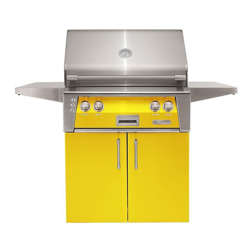 Alfresco ALXE 30-Inch Freestanding Propane Grill With Rotisserie in Traffic Yellow - ALXE-30C-LP-S1023