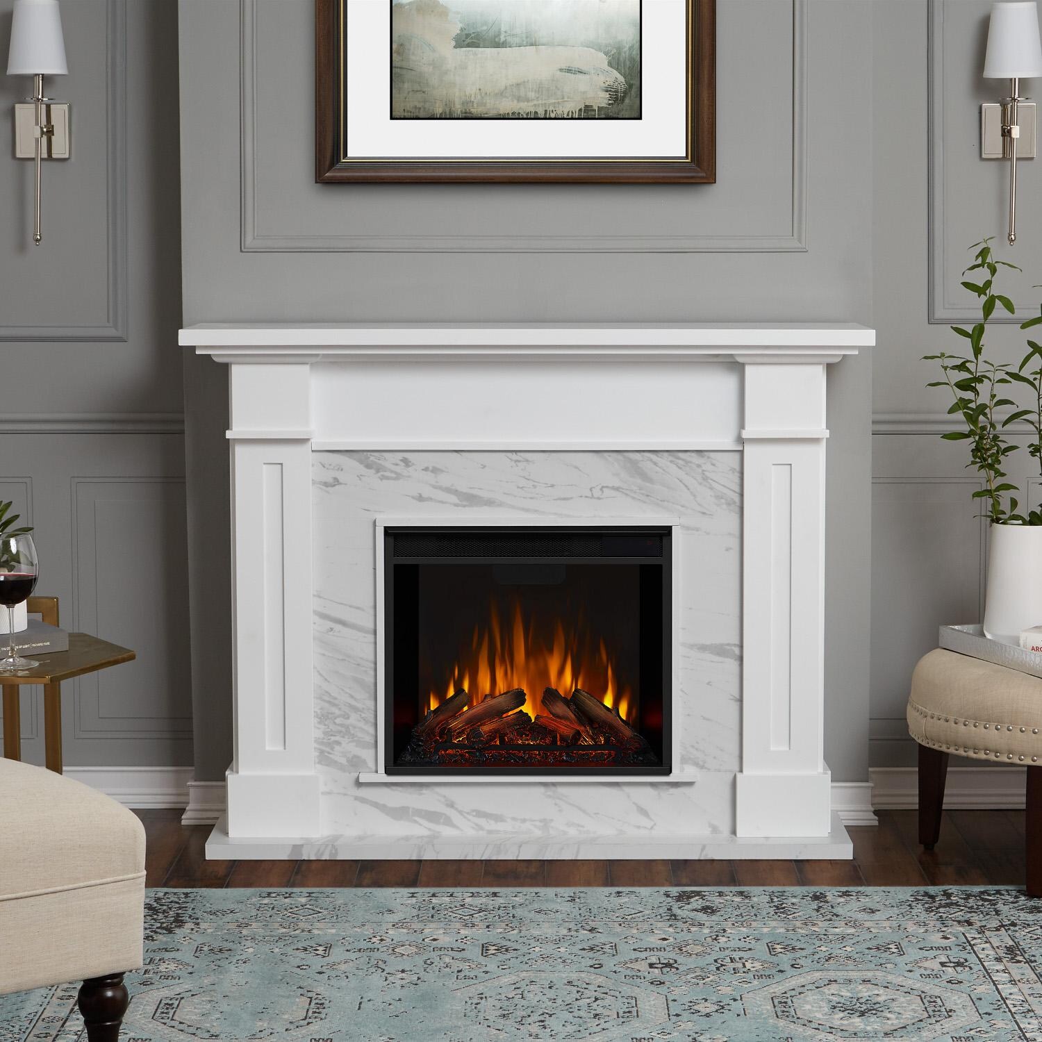 Real Flame - 6030E-WM - Kipling 53-Inch Electric Fireplace With Mantel - White thumbnail