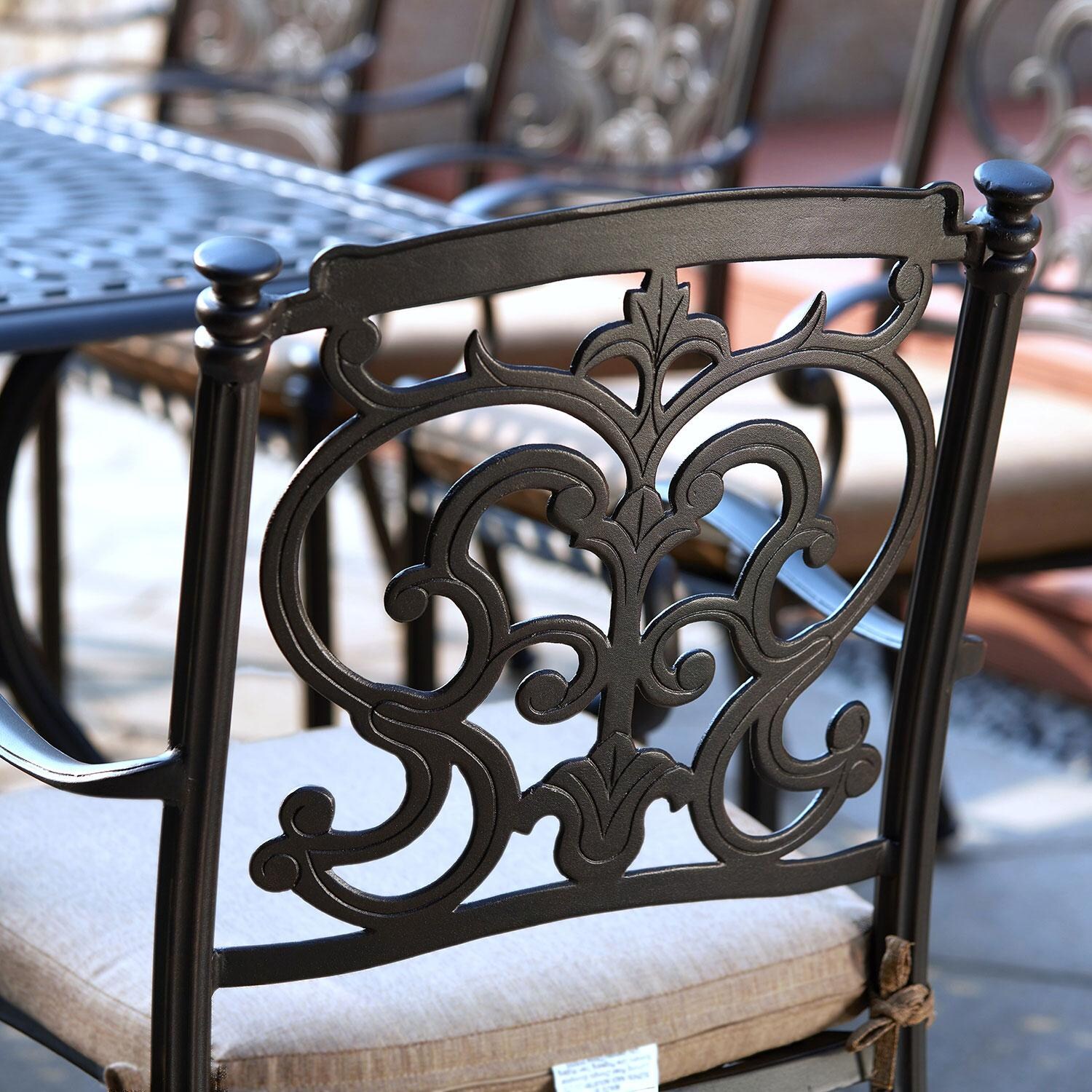 Darlee B/201010-1-4 Santa Barbara 4 Piece Cast Aluminum Patio Dining Arm Chair Set Rear View - Lifestyle thumbnail