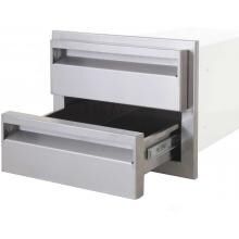 BBQGuys.com Aspen Raised Series 14-Inch Stainless Steel Double Access Drawer