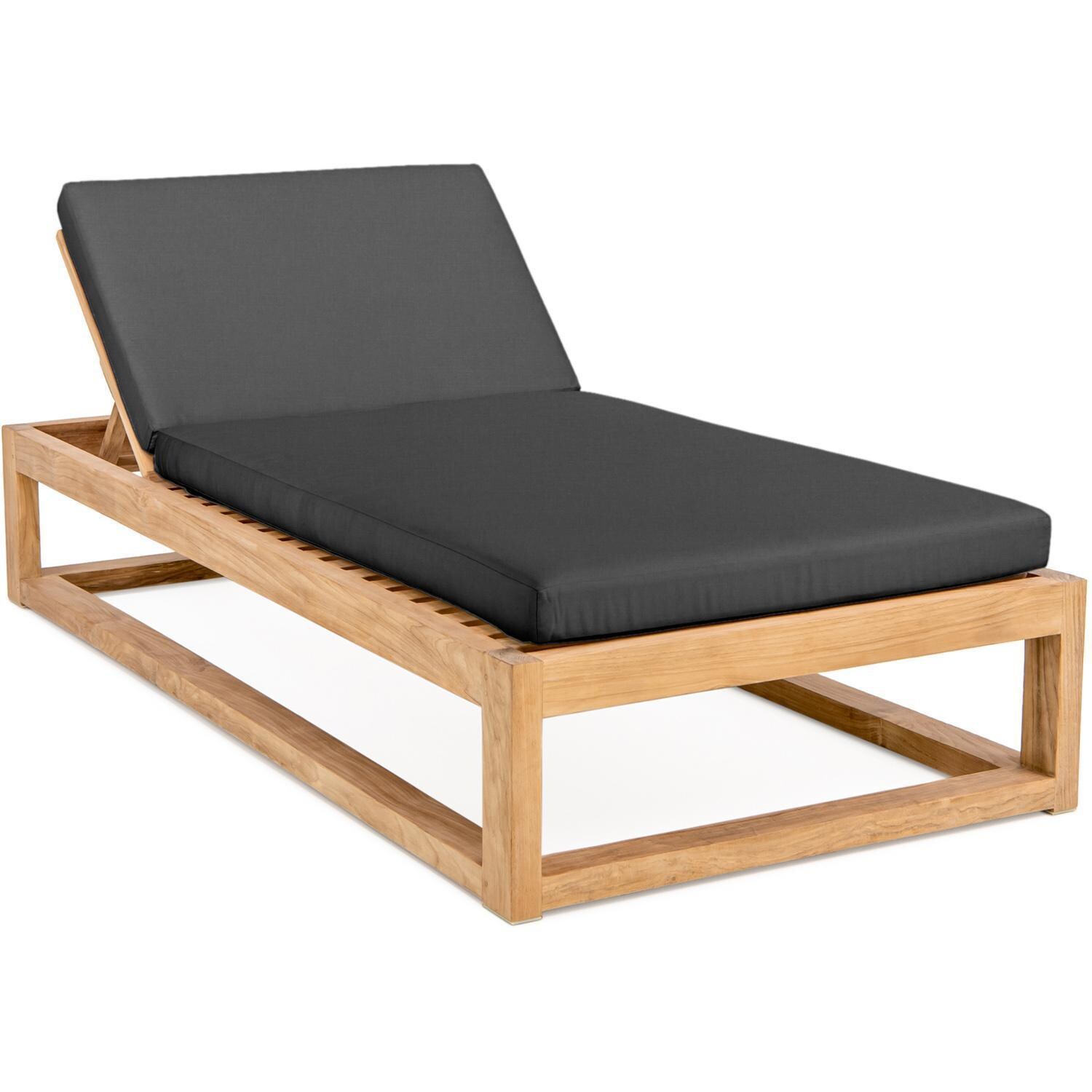 Atlantic Teak Patio Oversized Chaise Lounge in Carbon By Teak + Table