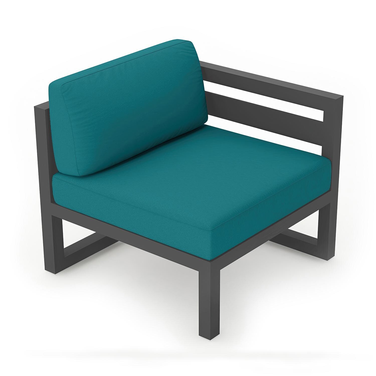 Misty Cove Right Arm Club Chair in Slate w/Spectrum Peacock Cushions by Lakeview- Top Angle View - White Background thumbnail