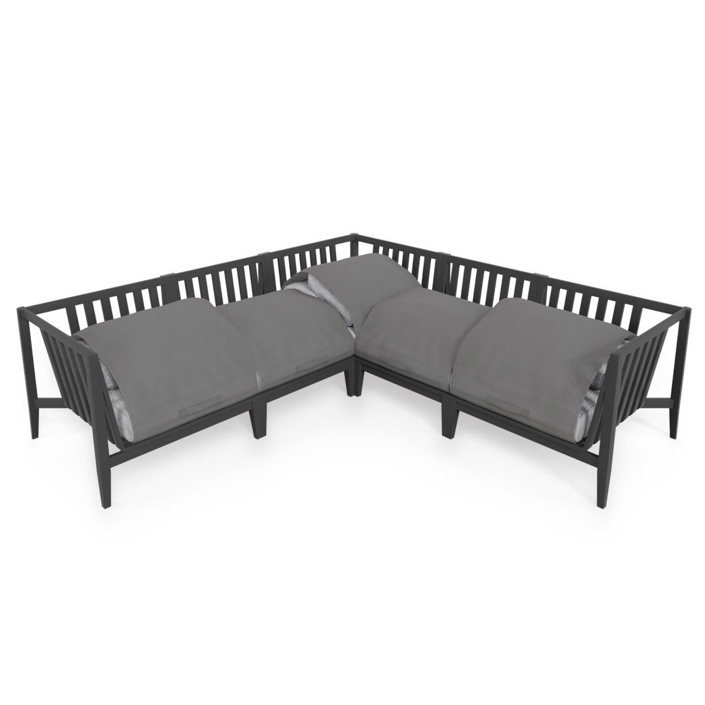 Outer Charcoal Aluminum Outdoor Corner Sectional 5 Seat W/ OuterShell Cover Pacific Fog Gray