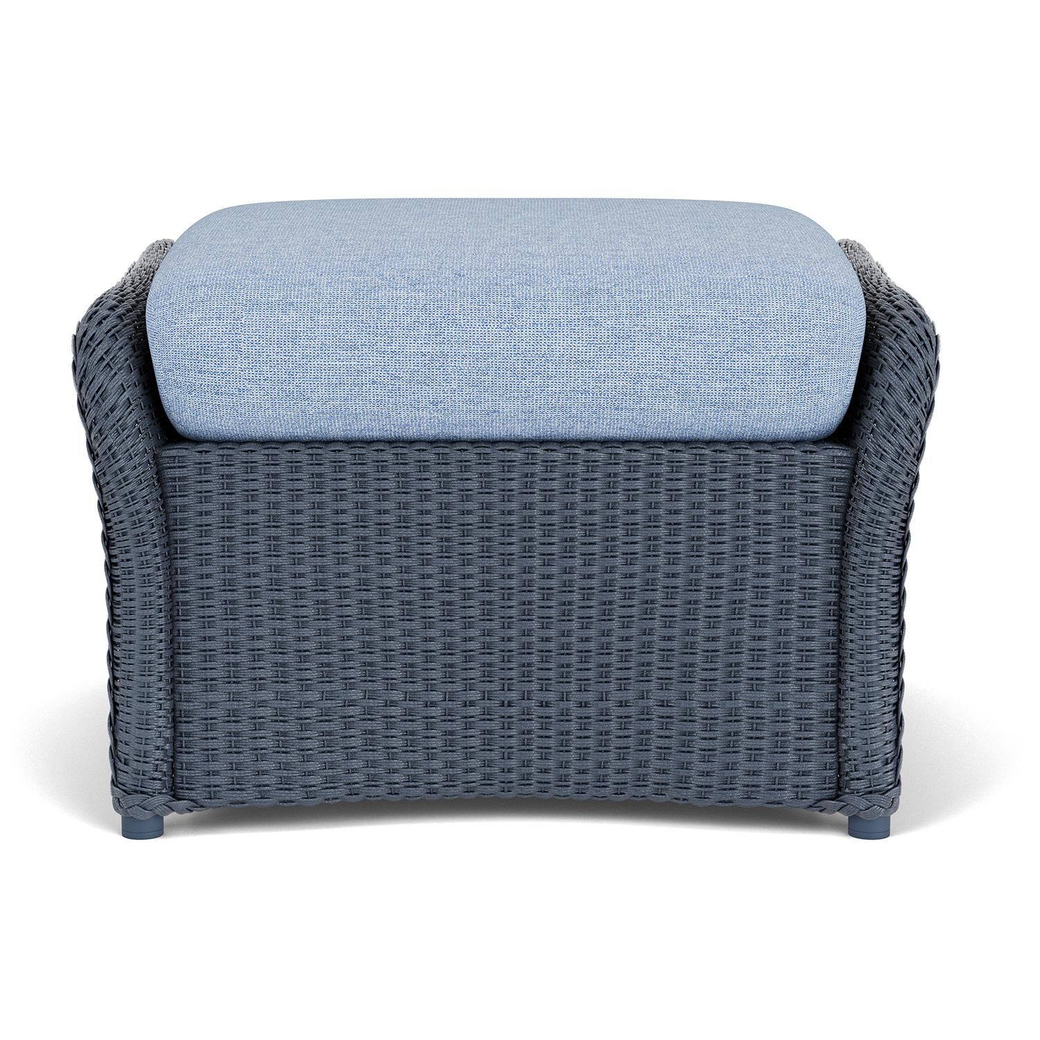 Weekend Retreat Lloyd Loom Ottoman in Denim Blue/Demo Skyway by Lloyd Flanders