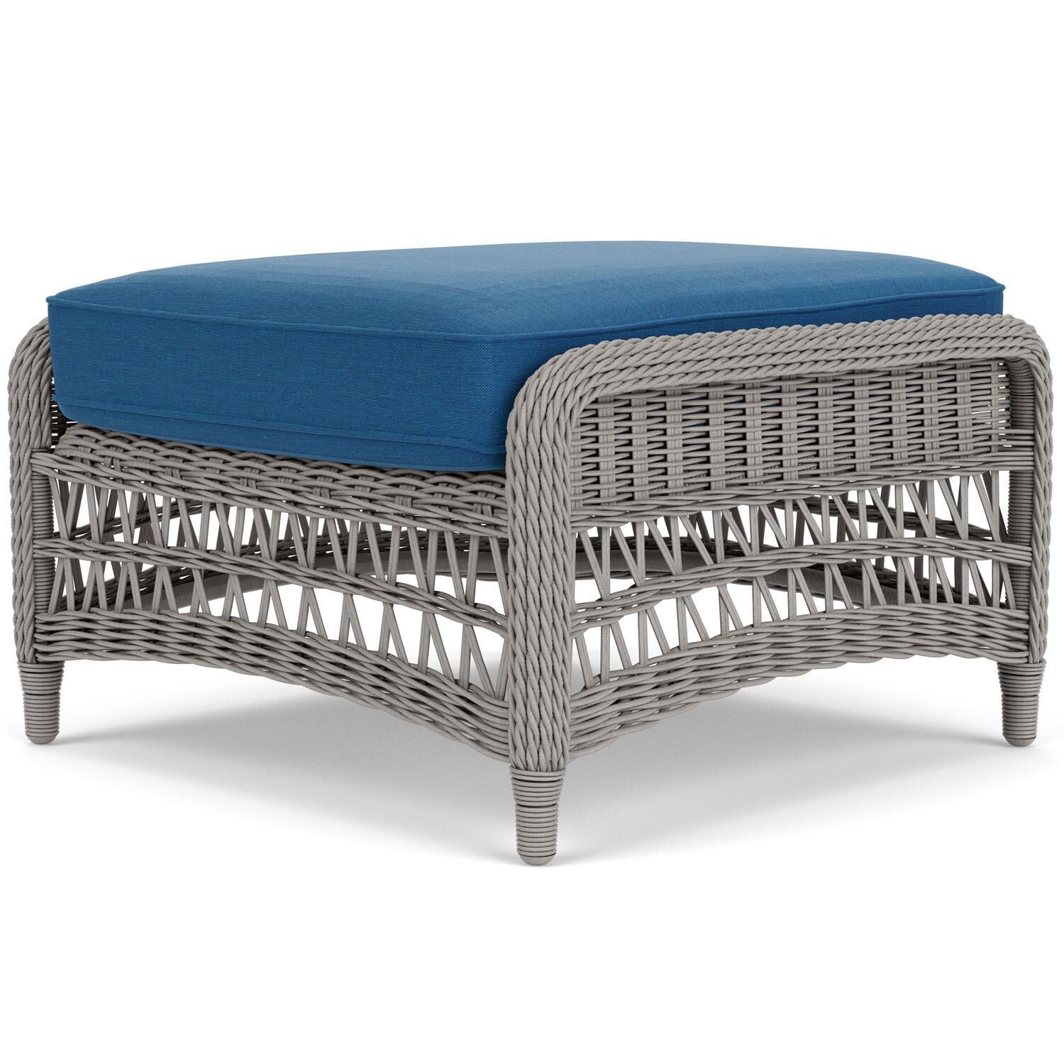Lloyd Flanders Mackinac Ottoman in Putty Finish with Flagship Atlantis Fabric - Rear Right thumbnail