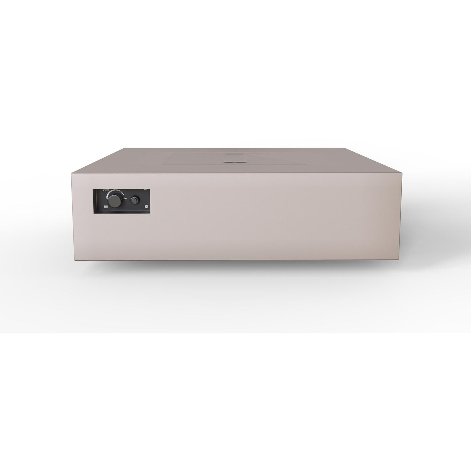 AON 56 Inch Square Powder Coated Steel Propane Fire Pit Table W/ Mercury Ignition in Sand Pebble By Warming Trends - Side View - White Background thumbnail