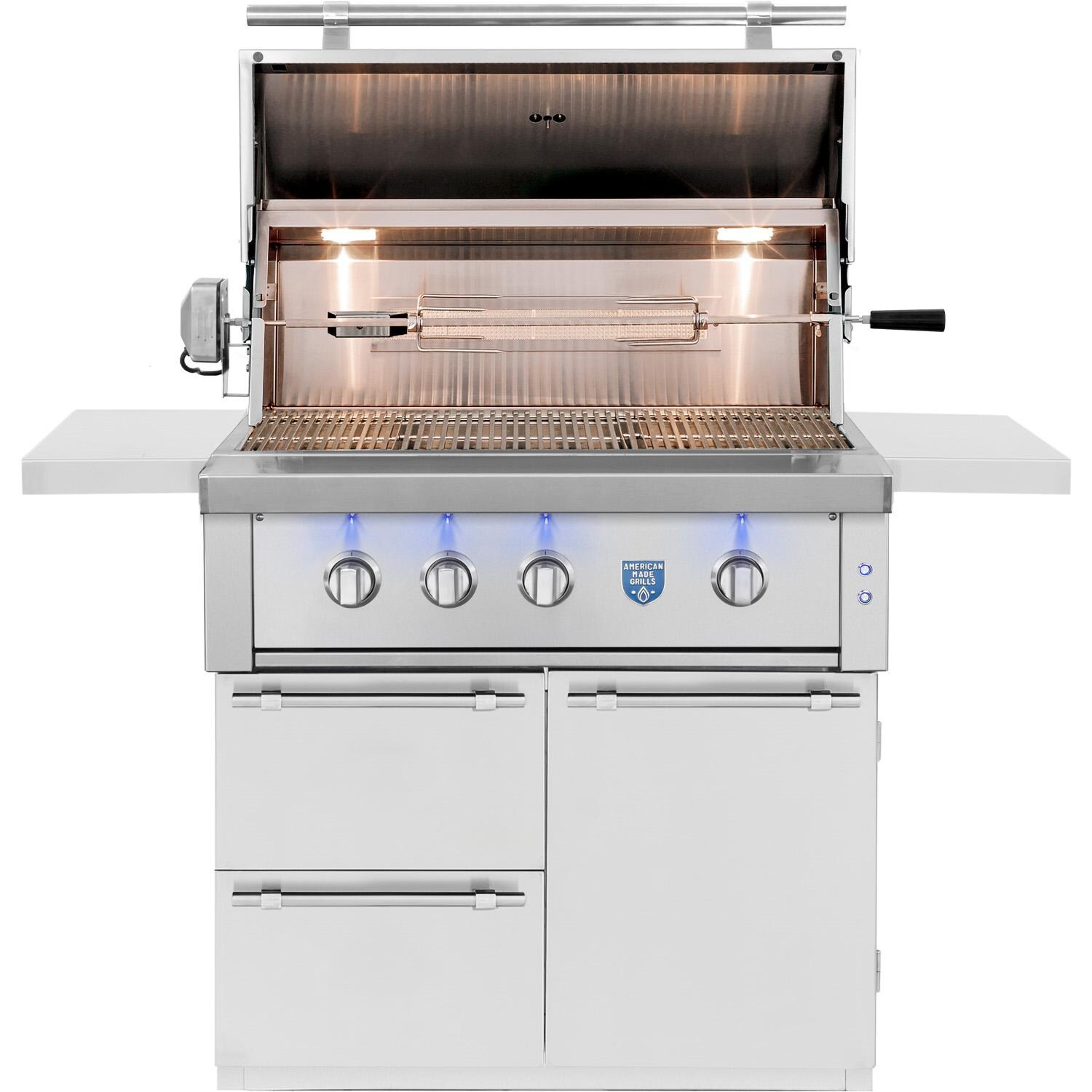 American Made Grills Estate 36-Inch Freestanding Grill ESTFS36-NG - Natural Gas - Lid Open - White Background thumbnail