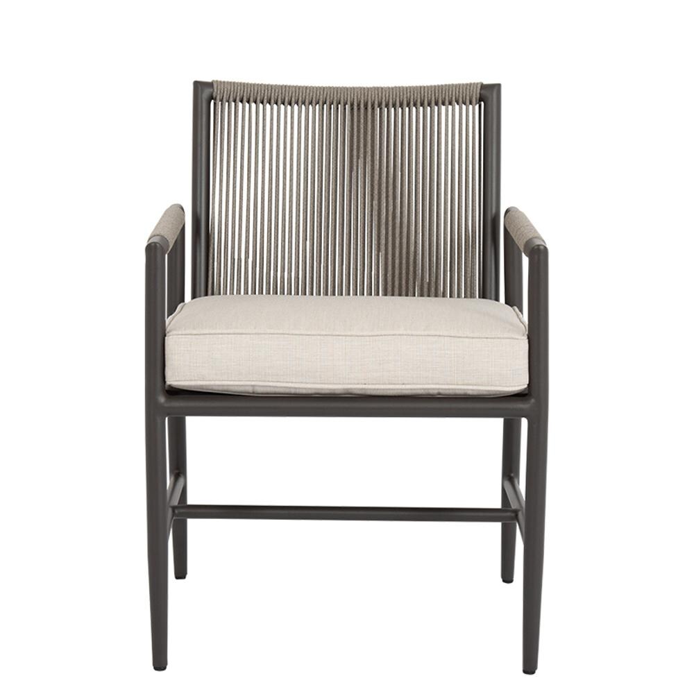 Sunset West - 4601-1-57005 - Pietra Rope & Aluminum Patio Dining Chair W/ Sunbrella Echo Ash Cushion - Front View thumbnail