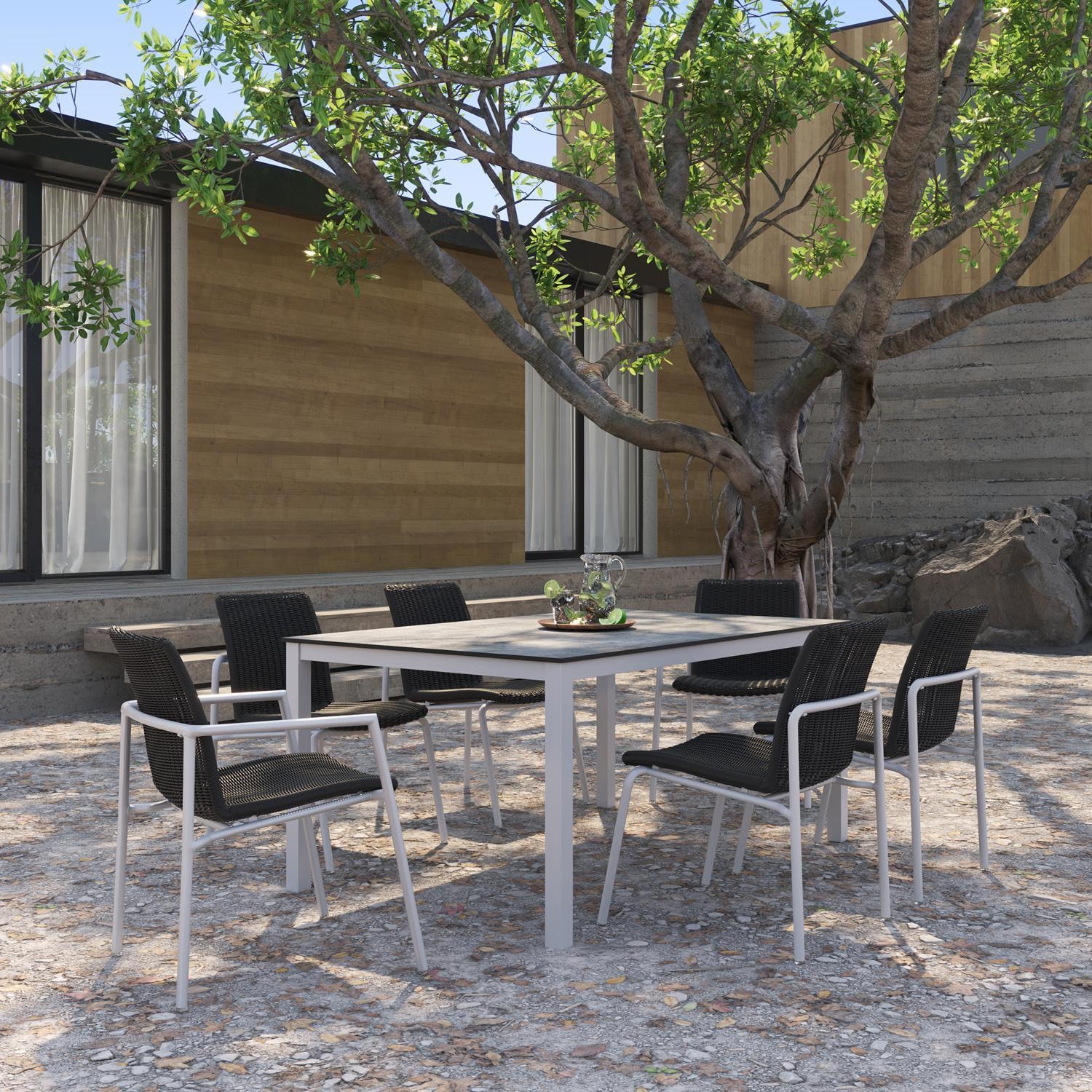 Oxford Garden Travira 63 Inch Flint Aluminum Dining Table W/ Skyline HPL Table Top - Outdoor Dining thumbnail