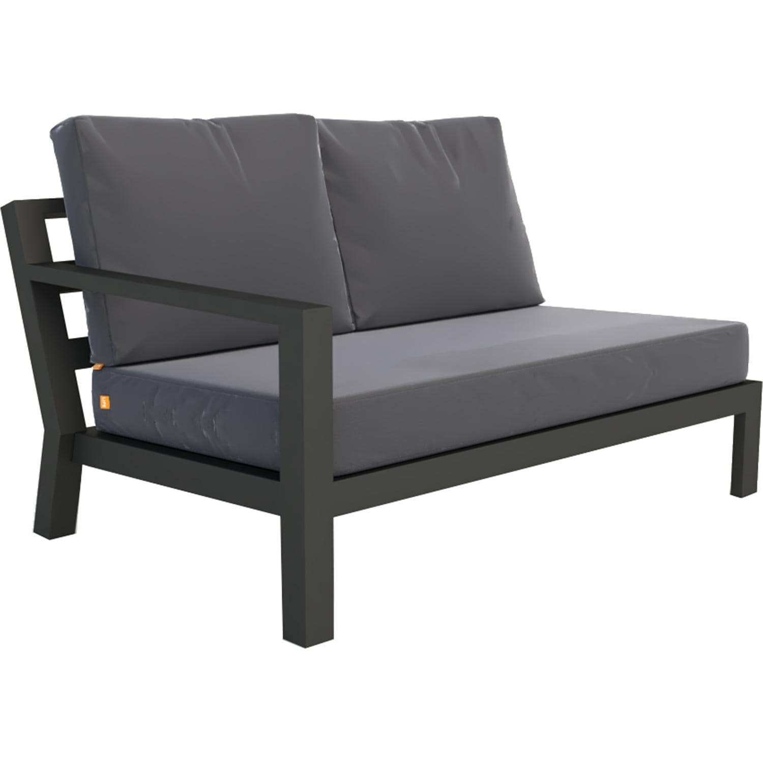 Timber 4 Pc Aluminum Sectional Set in Lava / Natte Charcoal - Left Arm Loveseat - White Background thumbnail