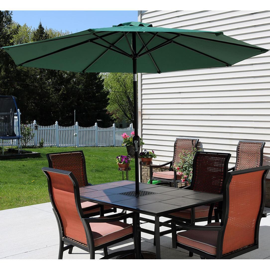 Ultimate Patio 9 Ft. Octagonal Patio Umbrella W/ Crank Lift - Green - Lifestyle View thumbnail