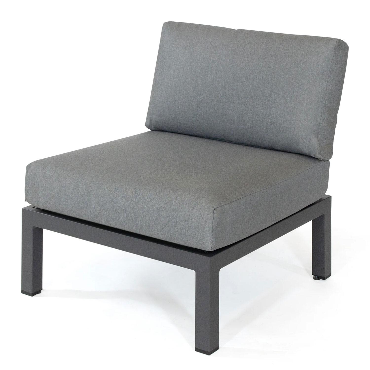 Elba Aluminum Armless Club Chair in Charcoal By KETTLER - Display - White Background thumbnail
