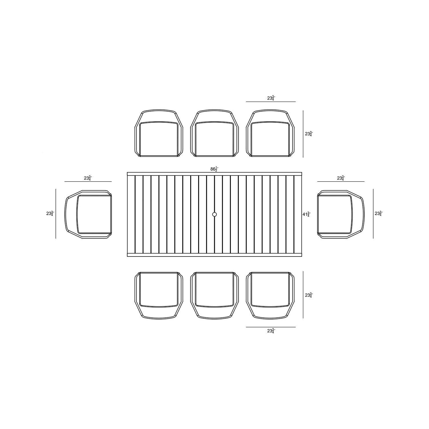 Starlook Bay 8 Seat Rectangular Dining Table in Black by Lakeview - Dimensional 2 thumbnail