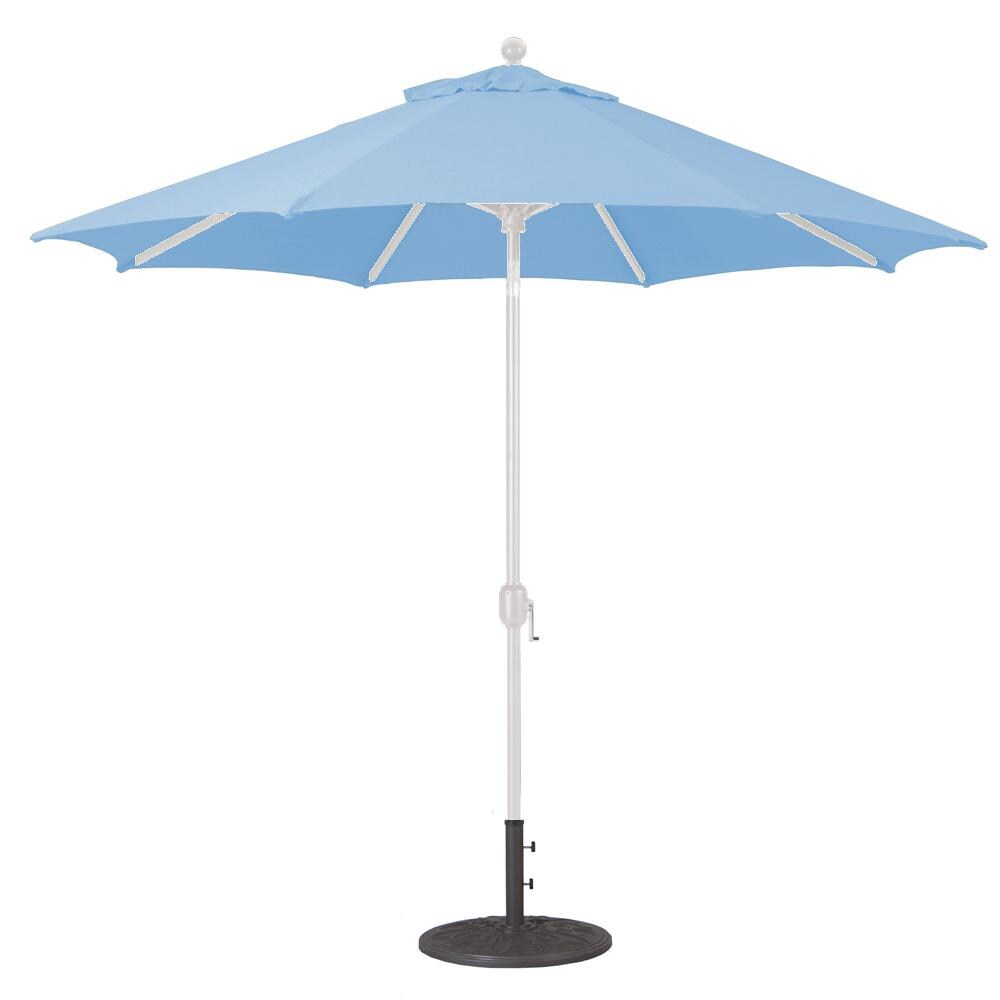 Galtech 9 Ft. Octagonal Aluminum Patio Umbrella W/ Crank Lift & Deluxe Auto Tilt - White Frame W/ Air Blue Sunbrella Fabric (Umbrella Base Not Included) thumbnail