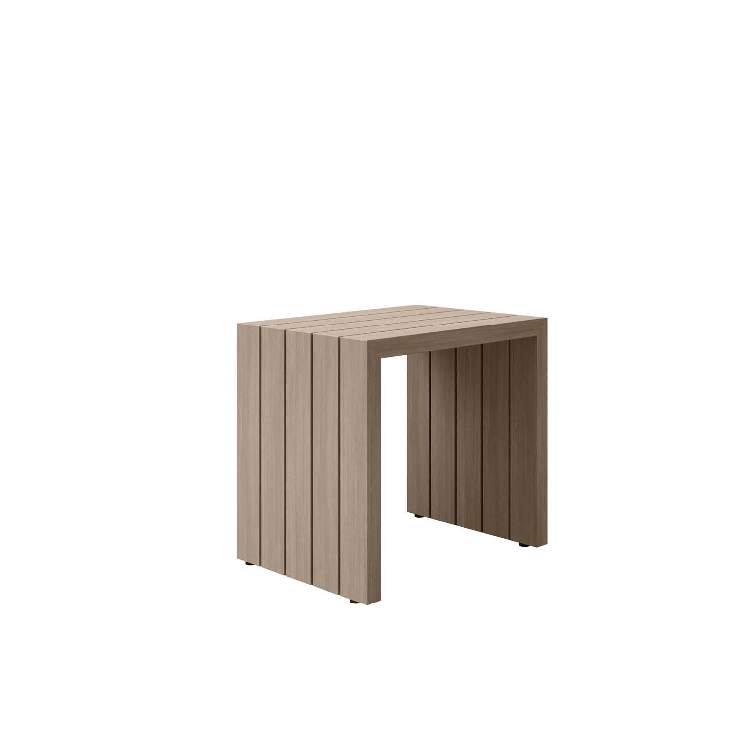 Bari 16 Inch Flax Aluminum End Table By Ebel - Side View - White Background thumbnail