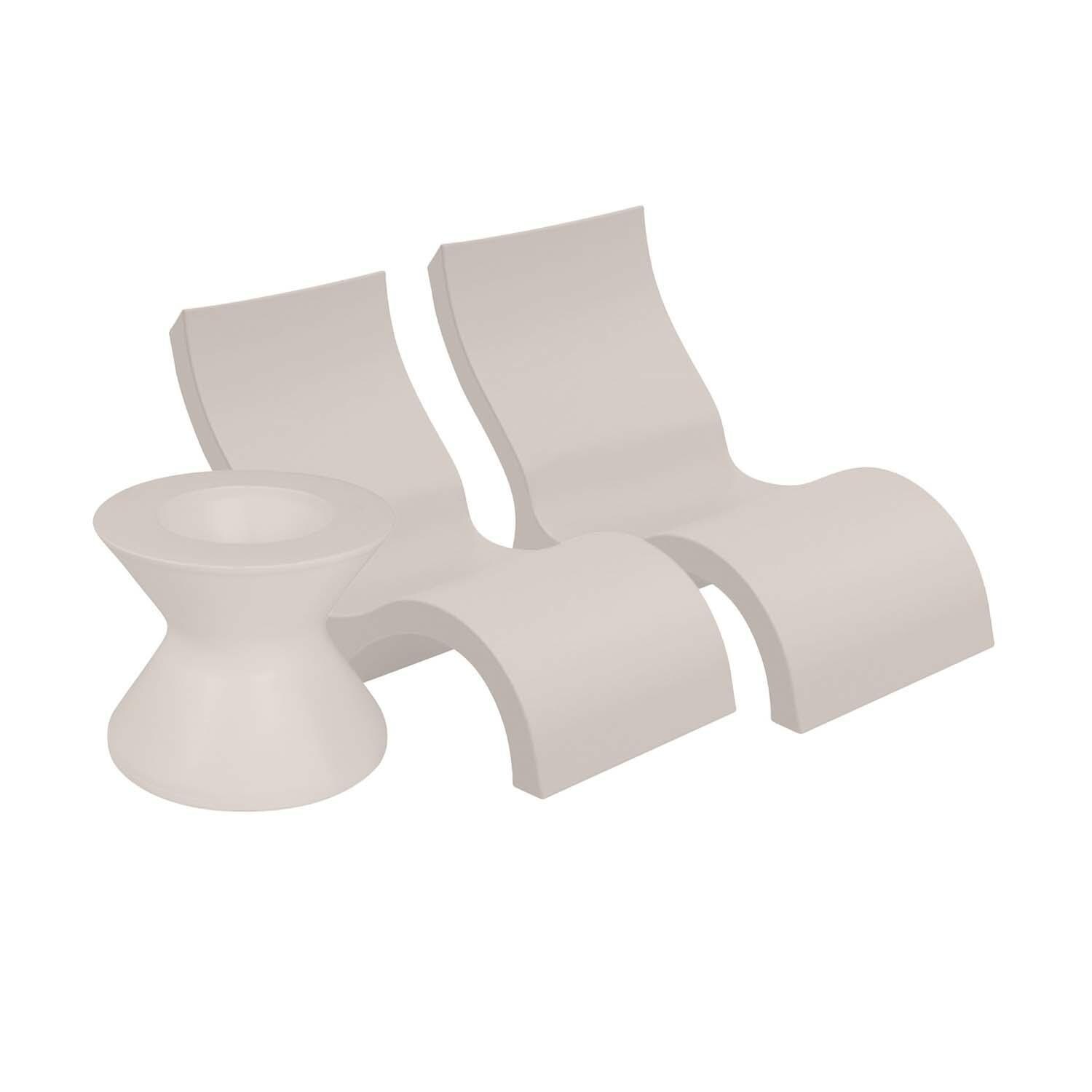 Ledge Lounger Signature Lowback Chair (Set of 2) W/Tall Ice Bin Side Table - Cloud - White Background thumbnail