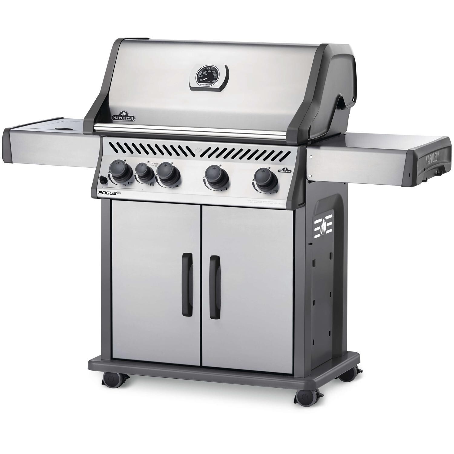 Napoleon RXT525SIBNSS-1 Rogue XT 525 SIB Natural Gas Grill with Infrared Side Burner - Stainless Steel - Right Side Angled View thumbnail
