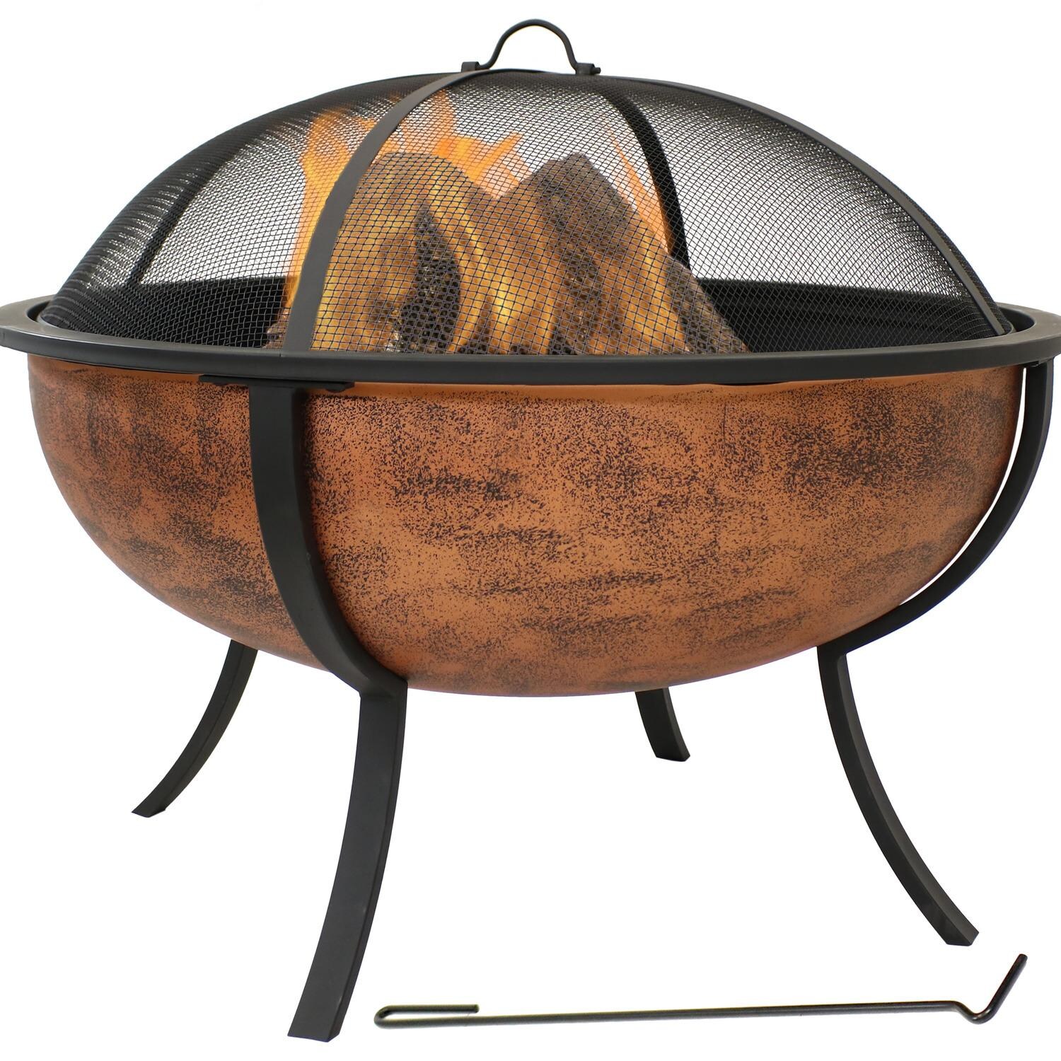 Ultimate Patio NB-550 32 Inch Round Steel Wood-Burning Fire Pit in Copper - Lifestyle thumbnail